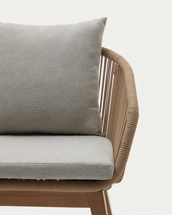 Portalo Стул из бежевого шнура с ножками из массива акации - фото 8