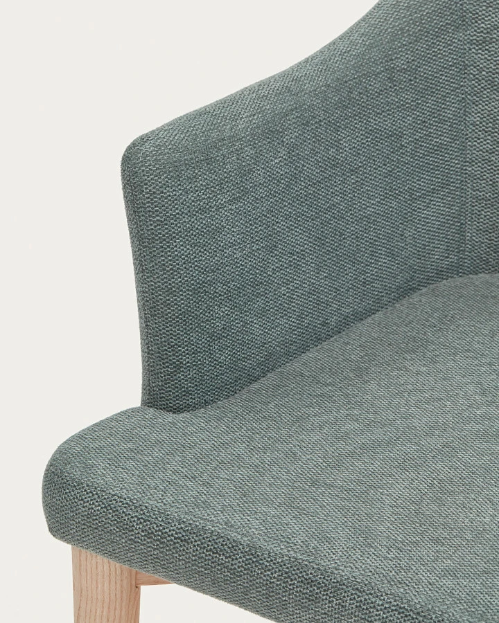 Croft Стул из синели темно-зеленого цвета с ножками из массива ясеня - фото 8