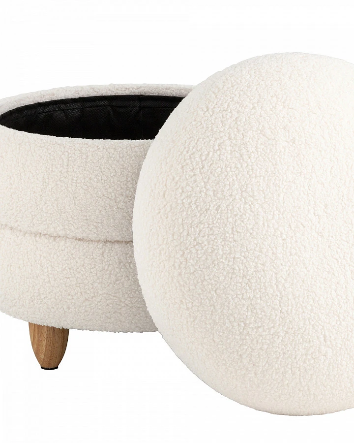 Пуф с ящиком Винни L тедди белый - фото 4