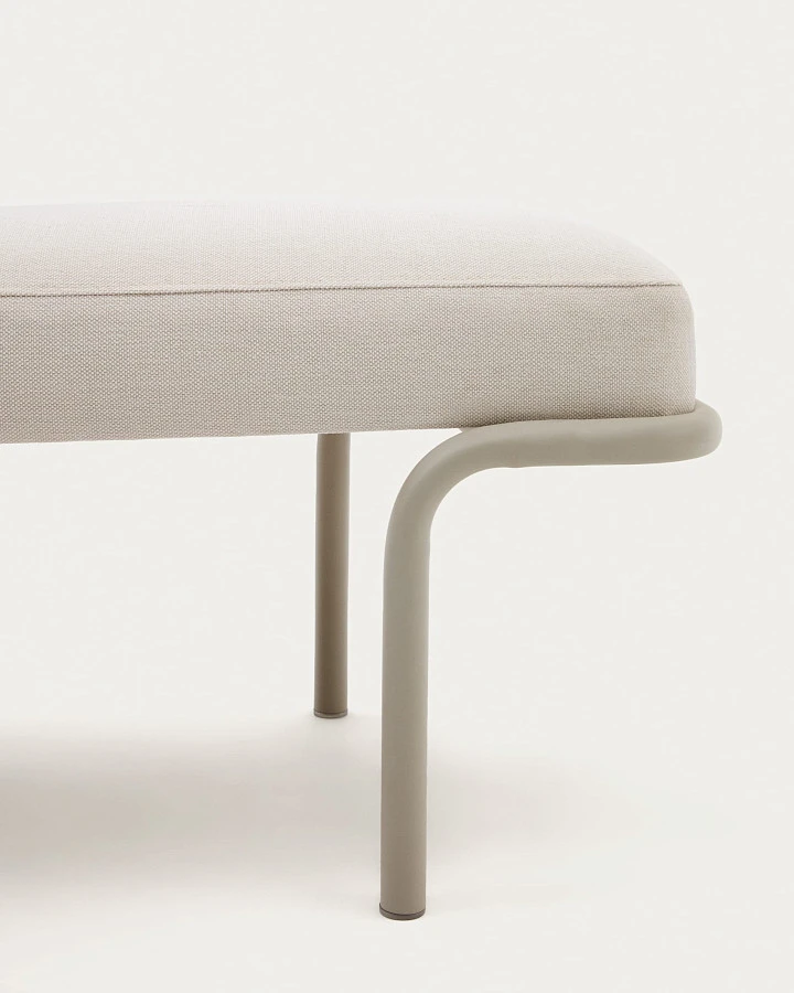 Банкетка Compo из бежевой синели, серые металлические ножки, 130 см - фото 6