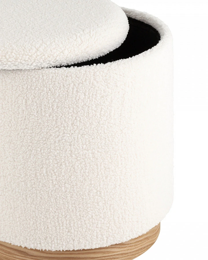 Пуф с ящиком Холли L тедди белый - фото 3