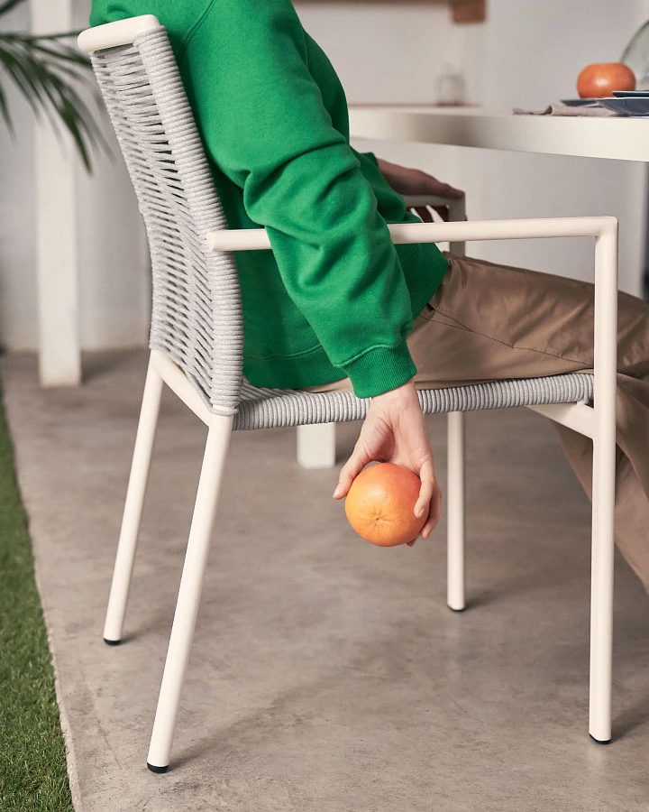 Culip Садовый стул из алюминия и шнура в белом цвете - фото 5