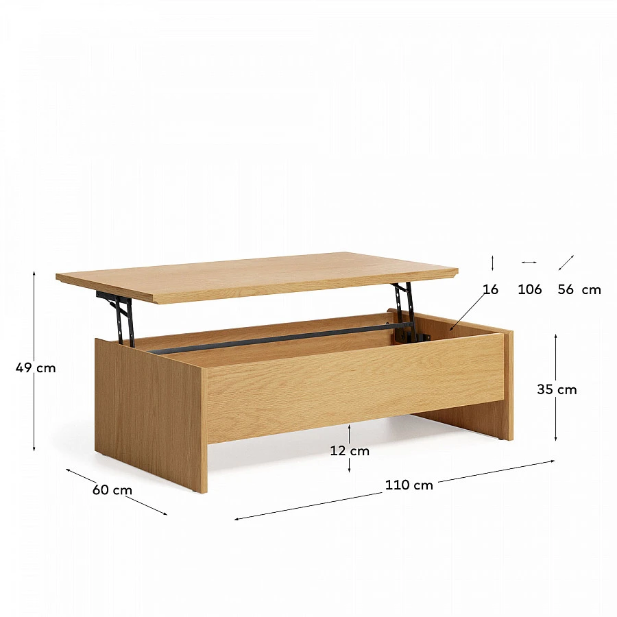 Abilen Подъемный кофейн. стол 110x60см FSC/дуб - фото 2