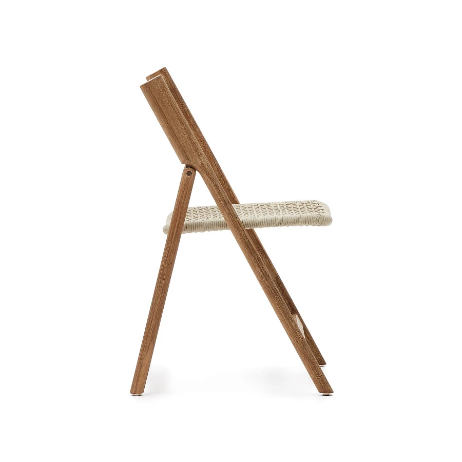 Складной стул Dandara из массива акации со стальной конструкцией и белым шнуром - фото 4