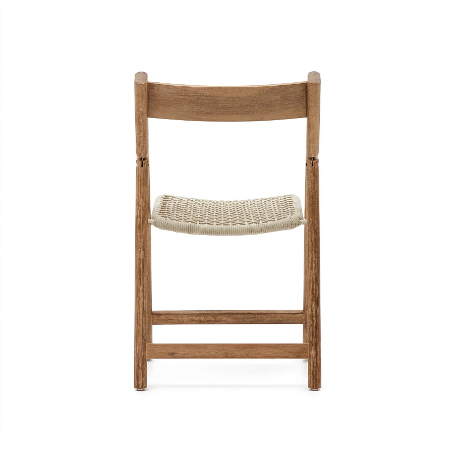 Складной стул Dandara из массива акации со стальной конструкцией и белым шнуром - фото 7