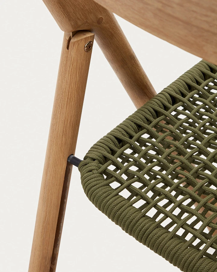 Складной стул Dandara из массива акации со стальной конструкцией и зеленым шнуром - фото 11