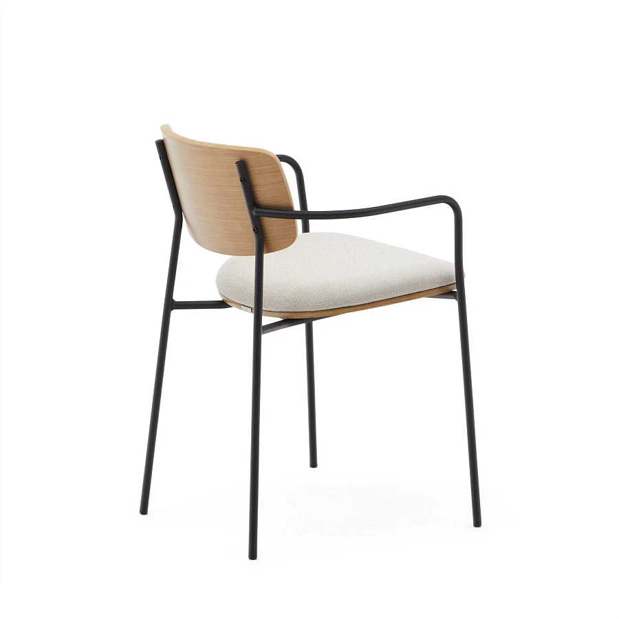 Стул Maureen дубовый шпон в натуральной отделке и черный металл - фото 6