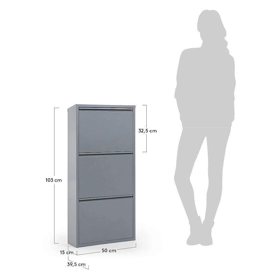 Полка для обуви Rox 3 двери металлическая серая - фото 2