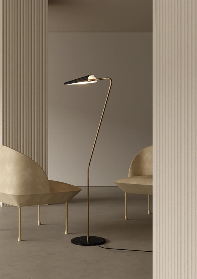 Торшер Bion золотой с черным абажуром - фото 2