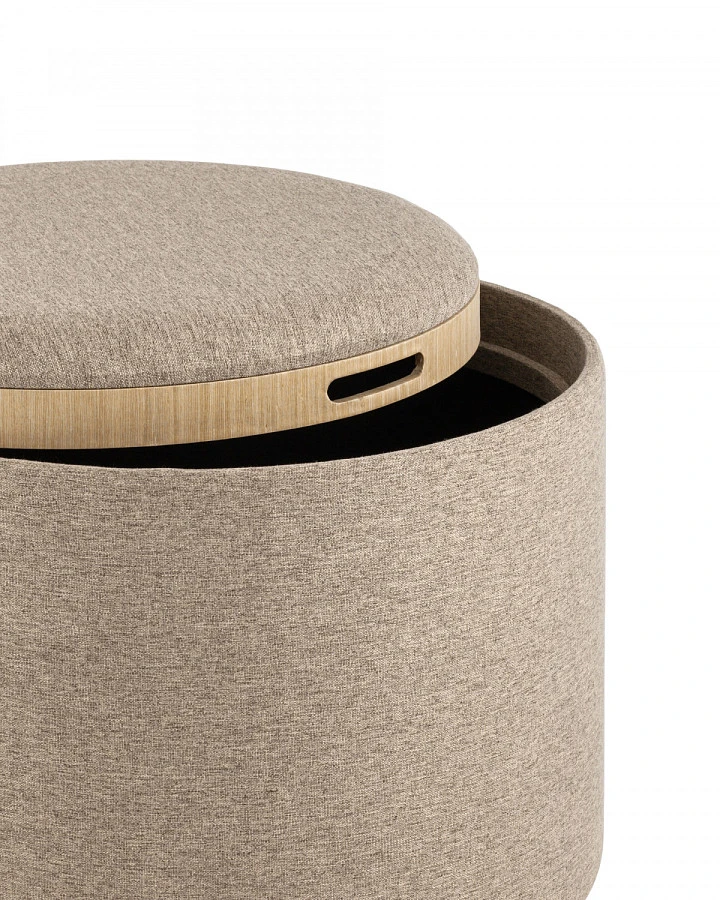 Пуф-столик с ящиком Хюгге L рогожка бежевый - фото 3