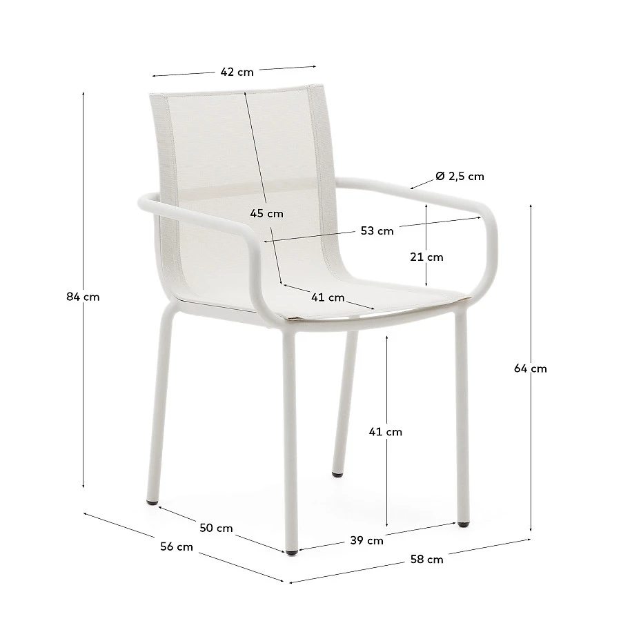 Galdana Штабелируемый садовый стул из белого алюминия - фото 6