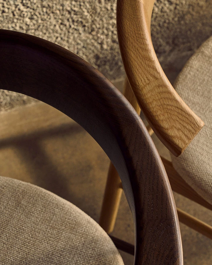 Стул Timons из бежевой синели из массива дуба с натуральной отделкой FSC Mix Credit - фото 5