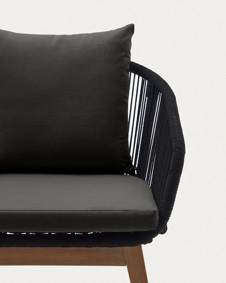 Portalo Стул из черного шнура с ножками из массива акации - фото 10