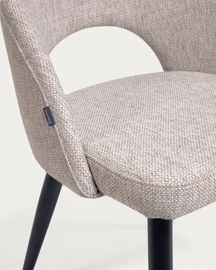 Бежевый стул Mael на стальных ножках с черной отделкой - фото 10