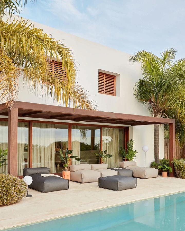 Square пуф квадратный со спинкой 101 x 101 см, бежевый, для садового модульного дивана - фото 2