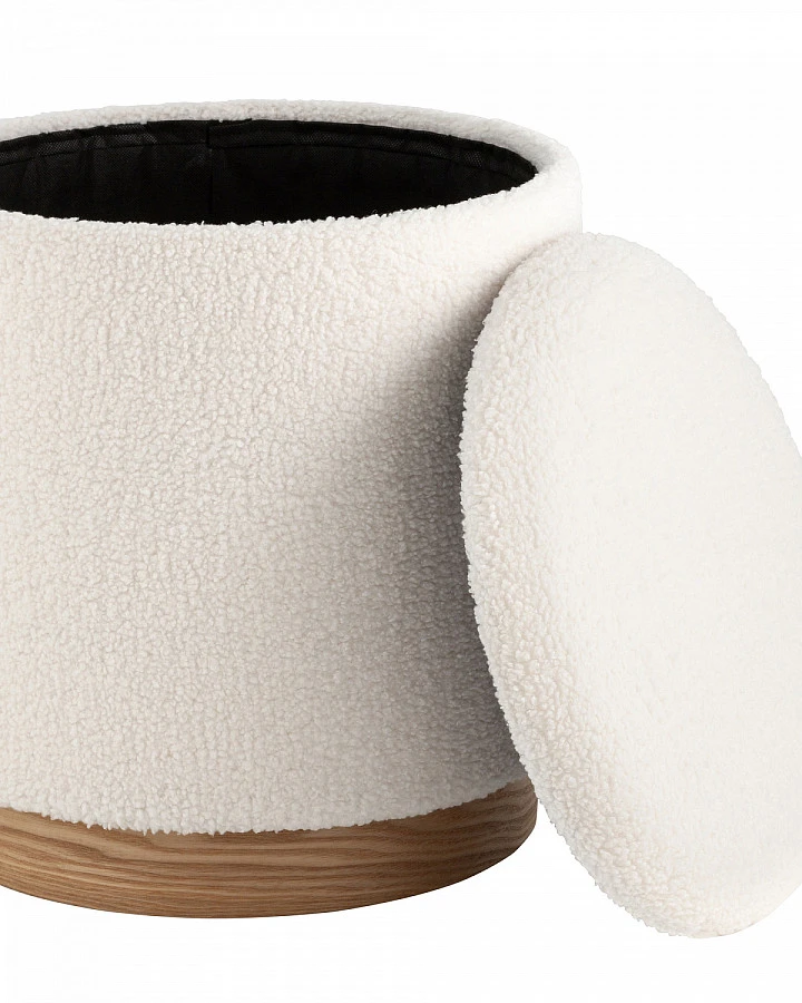Пуф с ящиком Холли L тедди белый - фото 5