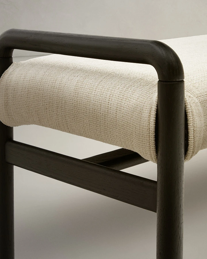 Скамейка Macaret со съемным чехлом из массива дуба с черной отделкой 120 см - фото 7