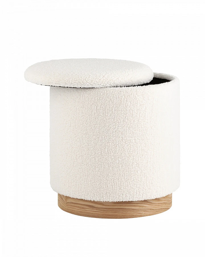 Пуф с ящиком Холли L тедди белый - фото 2