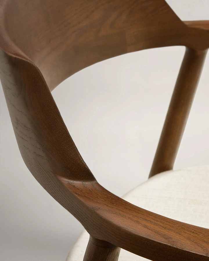 Стул Alocs из бежевой синели из массива дуба с отделкой орех FSC Mix Credit (съемный чехол) - фото 13