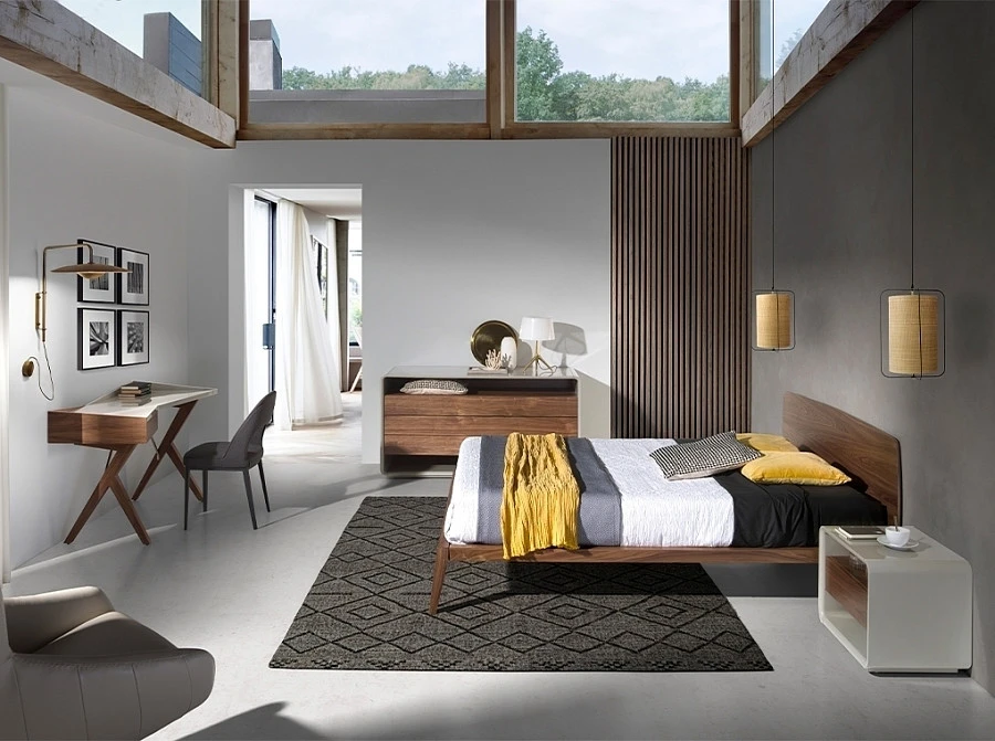 Прикроватная тумбочка 7134/MB2202NS из ореха и лакированного МДФ - фото 6