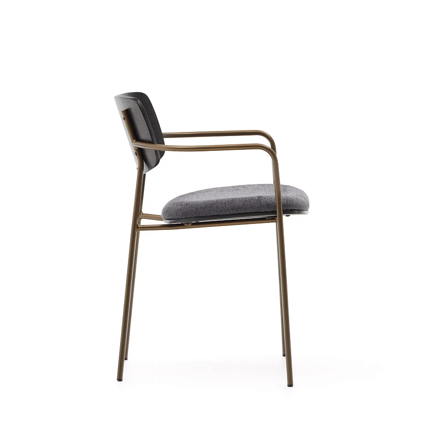 Стул Maureen ясеневый шпон в темной отделке и металл с отделкой из латуни - фото 6