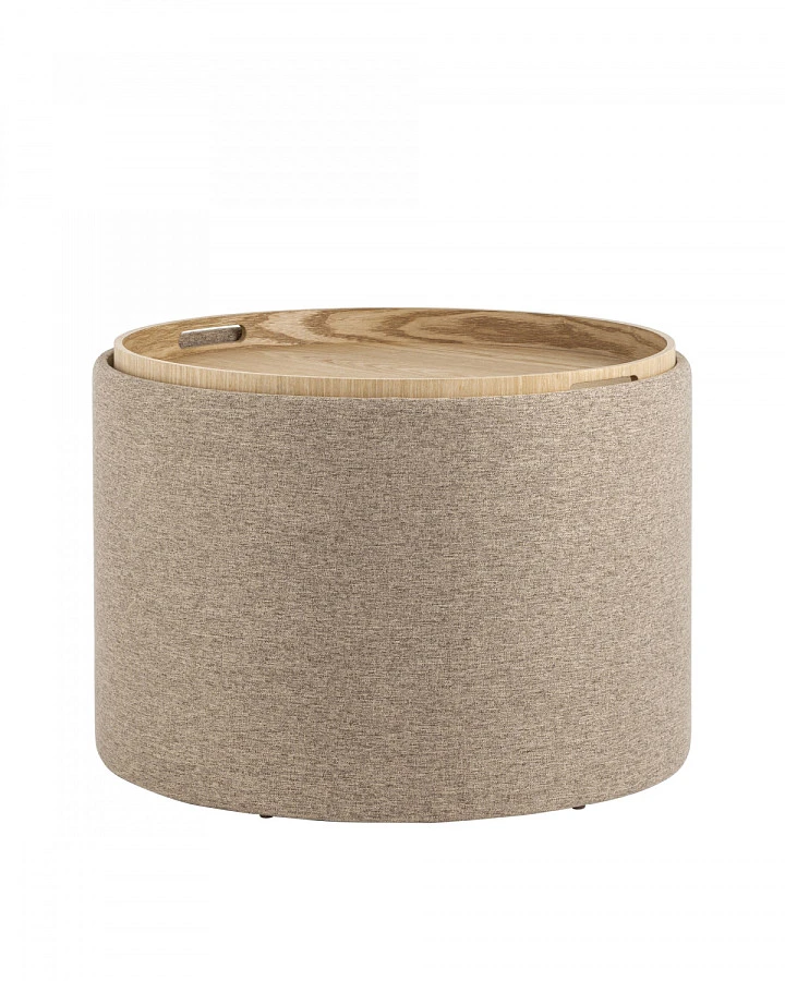 Пуф-столик с ящиком Хюгге L рогожка бежевый - фото 4