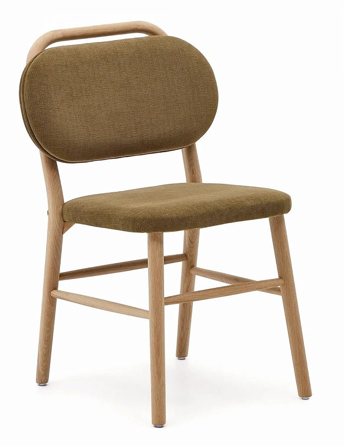 Helda Стул из зеленой синели и массива дуба