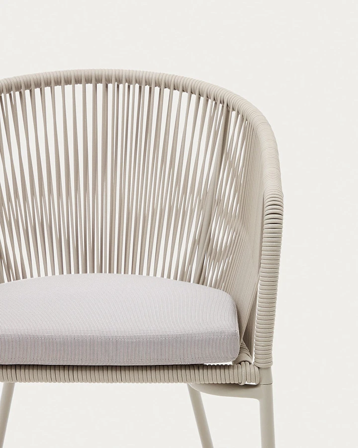 Стул Yanet с синтетической веревкой цвета экрю и ножками из оцинкованной стали - фото 8