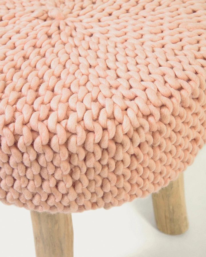 Подставка для ног Beneda розовая шерсть Ø40см - фото 4