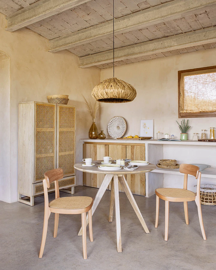 Стул Romane из натурального массива бука с ясеневым шпоном и ротангом - фото 2