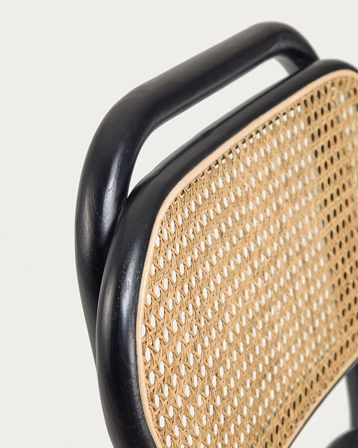 Стул Doriane из цельного вяза с черным лаком и мягким сиденьем - фото 8