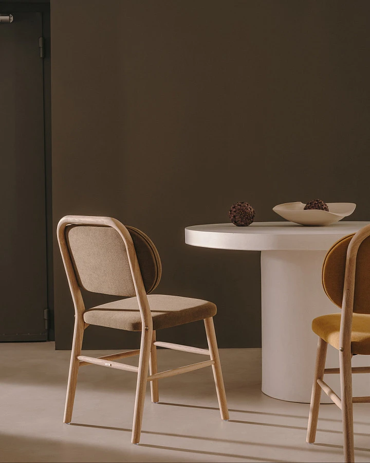 Helda Стул из зеленой синели и массива дуба - фото 2