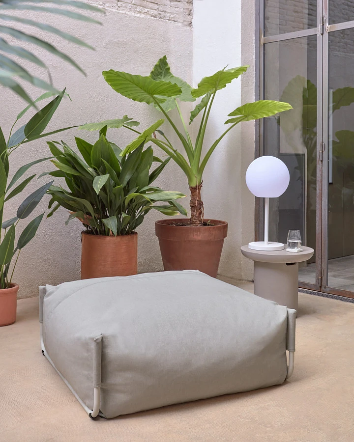 Square пуф квадратный  101 x 101 см, светло-серый, белый алюминий, для садового модульного дивана - фото 4