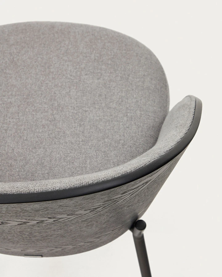 Стул Eamy светло-серый из шпона ясеня с черной отделкой - фото 12