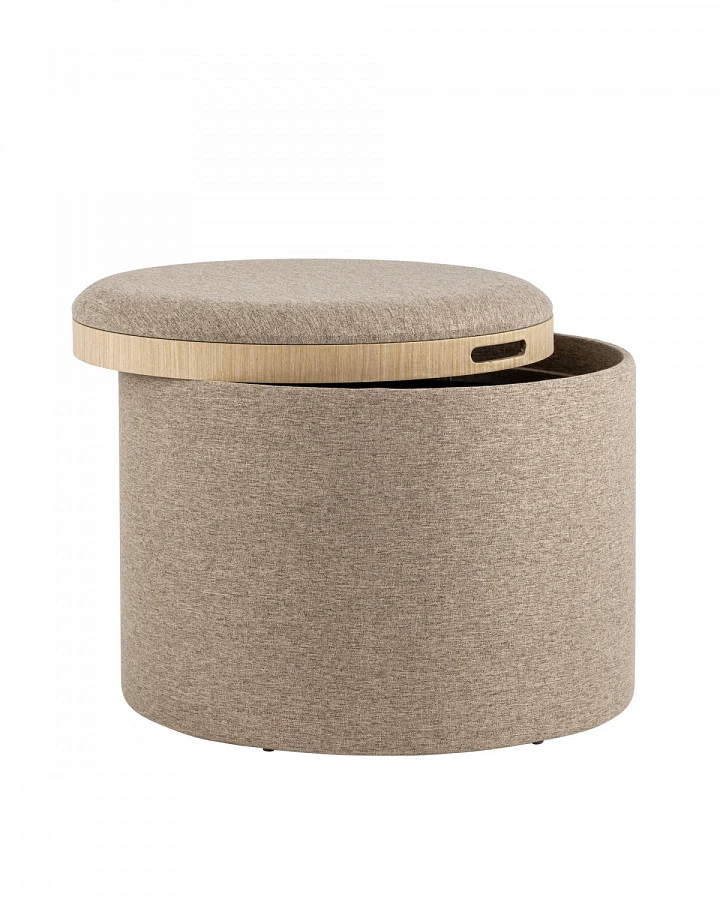 Пуф-столик с ящиком Хюгге L рогожка бежевый - фото 2