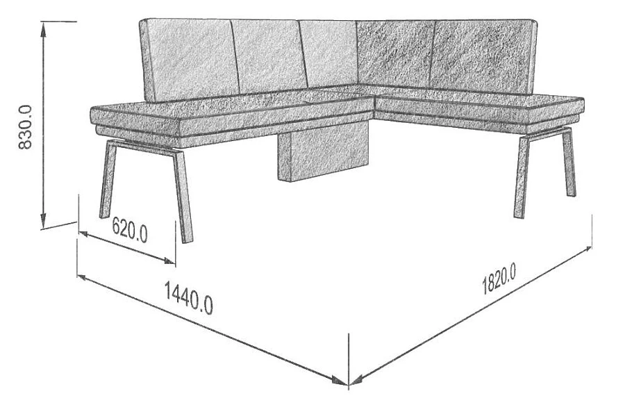 Диван кухон. Brave 178-140 R blue 1820*1440*830 - фото 3