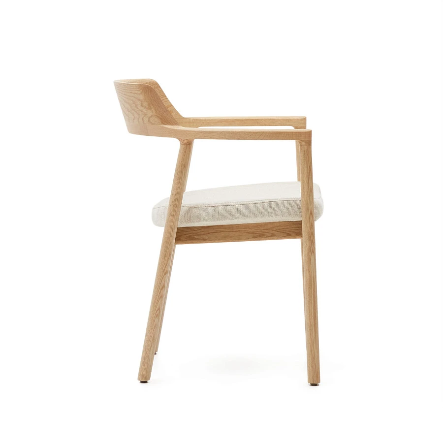 Стул Alocs из бежевой синели из массива дуба с натуральной отделкой FSC Mix Credit (съемный чехол) - фото 5