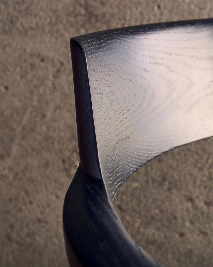 Стул Alocs из бежевой синели из массива дуба с черной отделкой FSC Mix Credit (съемный чехол) - фото 3