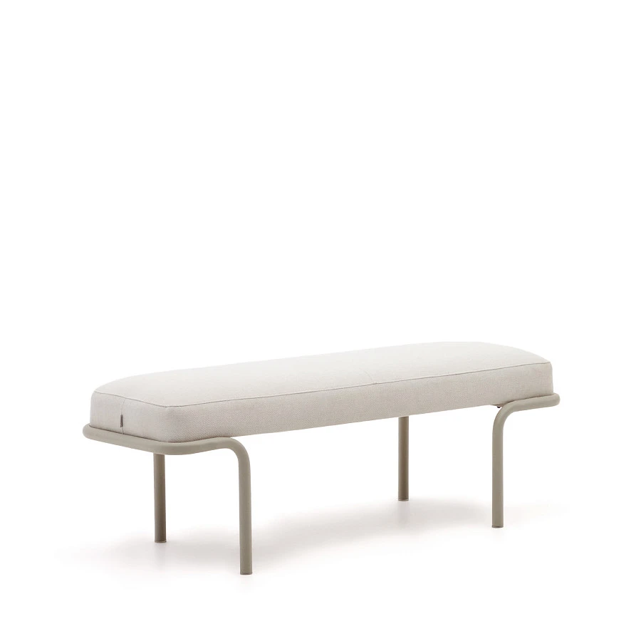 Банкетка Compo из бежевой синели, серые металлические ножки, 130 см - фото 3