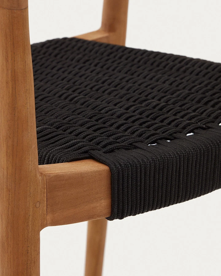 Ydalia Садовый стул из натурального тика и черной веревки - фото 13