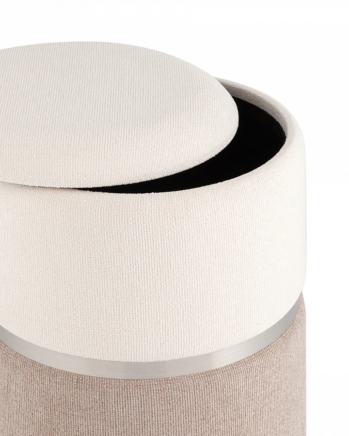 Пуф Кэрри с ящиком серебро шенилл серо-бежевый - фото 3