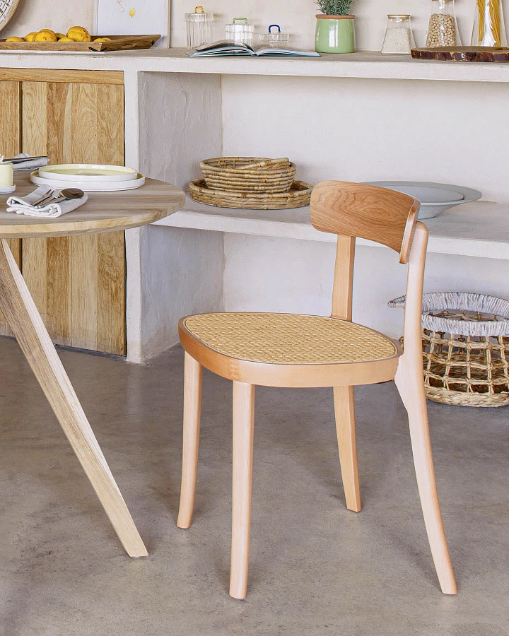 Стул Romane из натурального массива бука с ясеневым шпоном и ротангом - фото 3