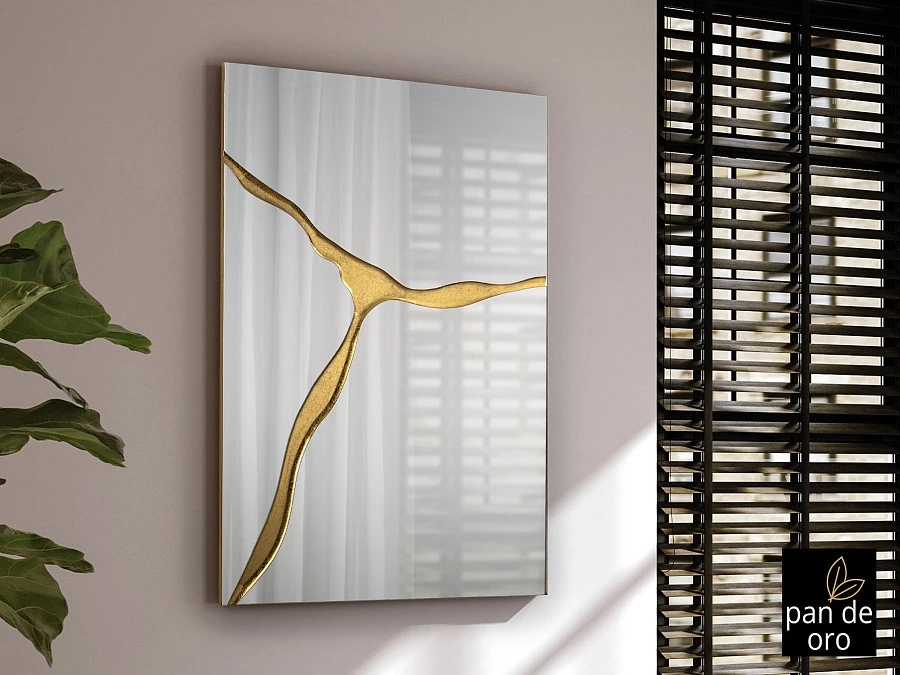 Прямоугольное зеркало Surcos золотое 80X120 - фото 6