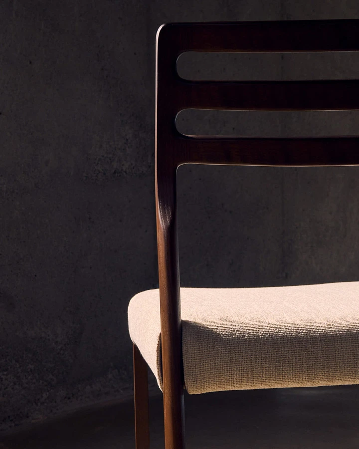 Стул Cudia из бежевой синели из массива дуба с отделкой орех FSC Mix Credi - фото 3