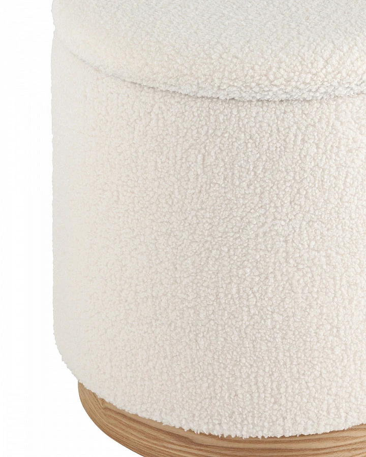 Пуф с ящиком Холли L тедди белый - фото 4