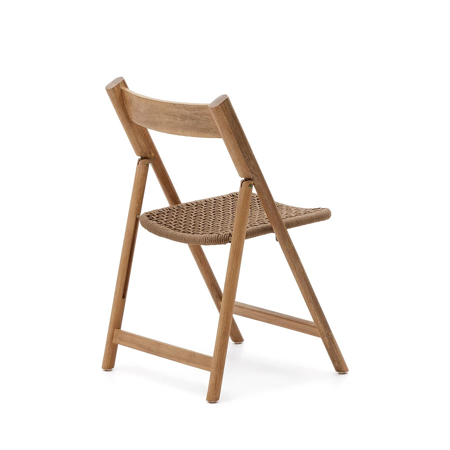 Складной стул Dandara из массива акации со стальной конструкцией и бежевым шнуром - фото 4