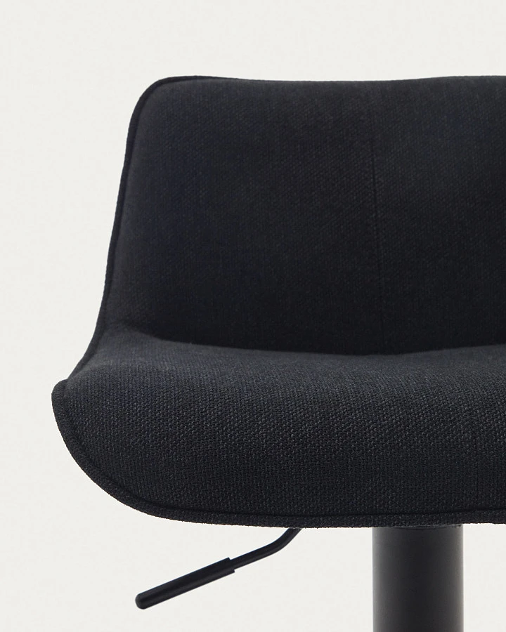 Барный стул Zenda из черной синели и матовой черной стали 81-102 см - фото 8