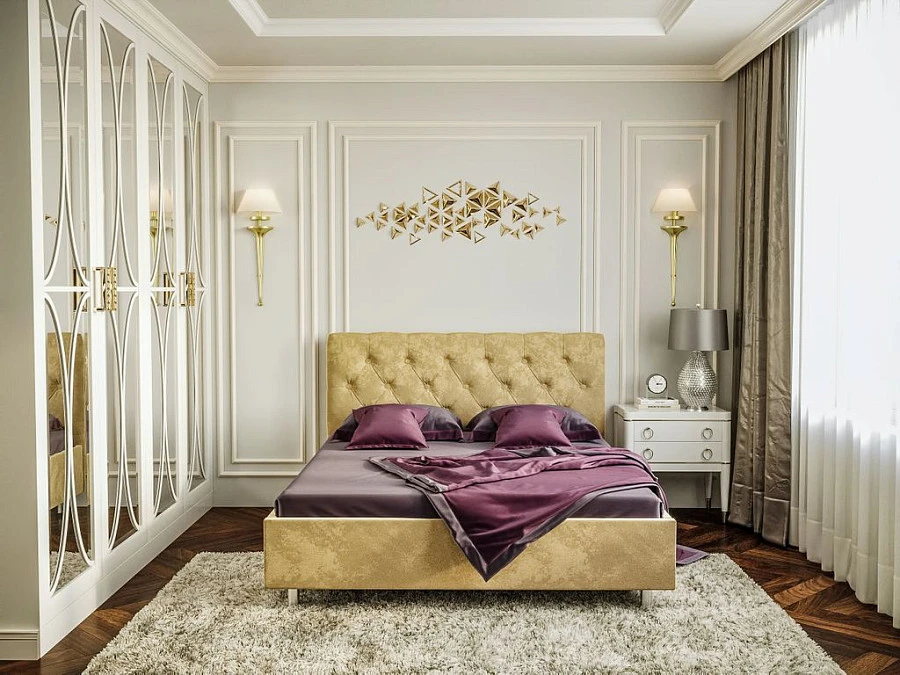 Кровать Фрейлина 140х200 пыльно-розового цвета - фото 2