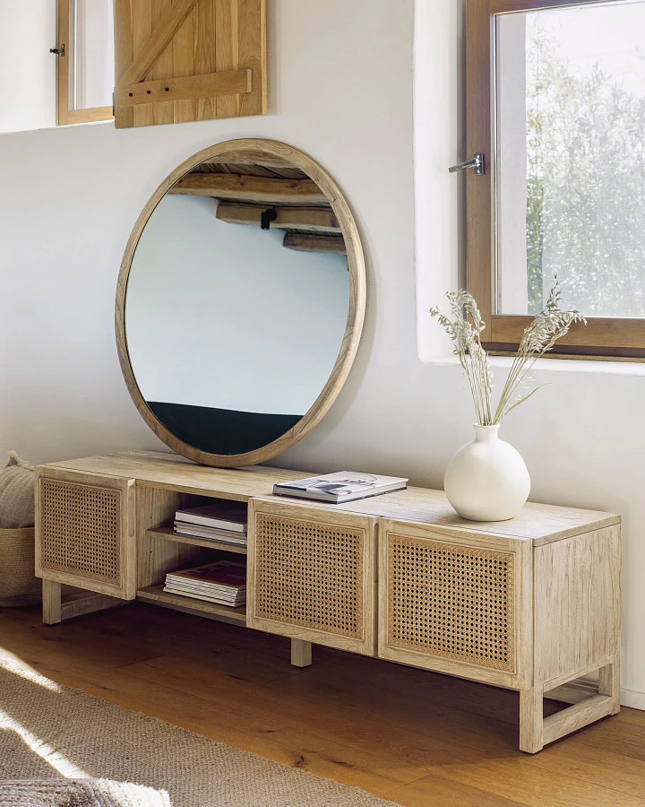 Круглое зеркало Alum из массива минди 100 см - фото 2