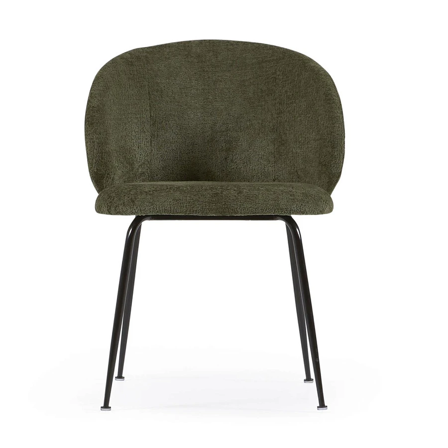 Стул Minna из зеленого бархата на стальных ножках с черной отделкой - фото 9